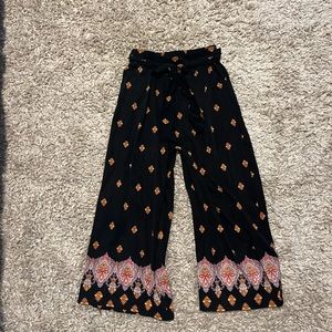 Black / Patterned Wide Leg Pant